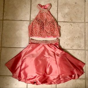 Dave and Johnny Prom/Formal Coral Two-Piece Dress